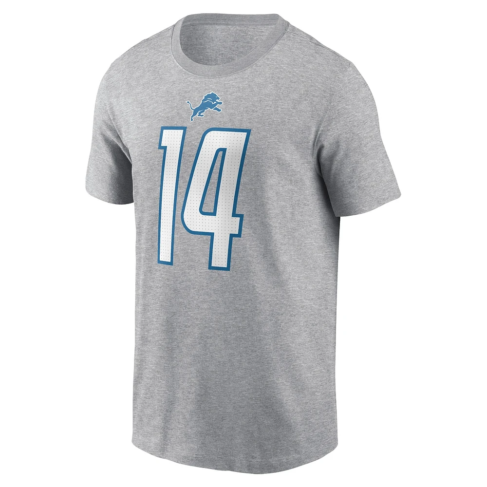 Men's Nike Amon-Ra St. Brown  Gray Detroit Lions Player Name & Number T-Shirt