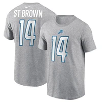 T-shirt Nike Amon-Ra St. Brown Gris Detroit Lions pour homme avec nom et numéro de joueur