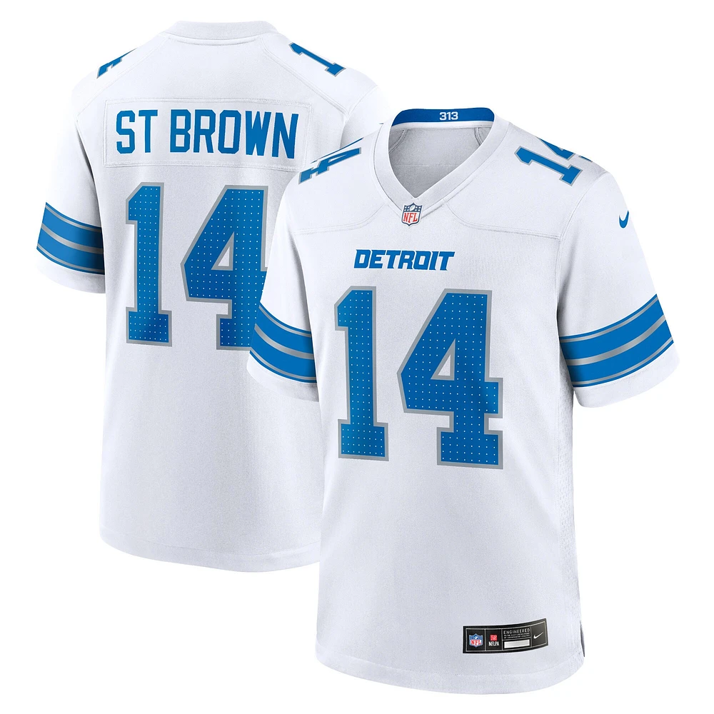 Maillot de match Nike Amon-Ra St. Brown blanc des Detroit Lions pour homme