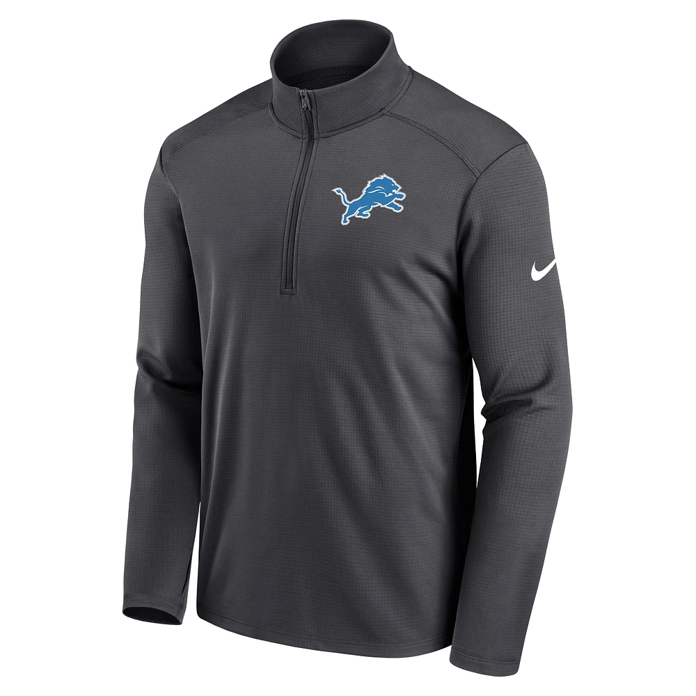 Men's Nike Anthracite Detroit Lions Logo Pacer Performance Half-Zip Jacket