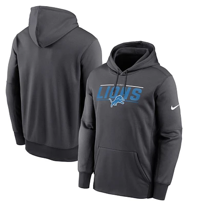 Men's Nike Anthracite Detroit Lions Team Muscle Performance Fleece Pullover Hoodie