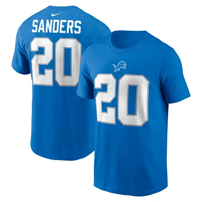 T-shirt Nike Barry Sanders pour hommes, bleu, Detroit Lions, nom et numéro du joueur retraité