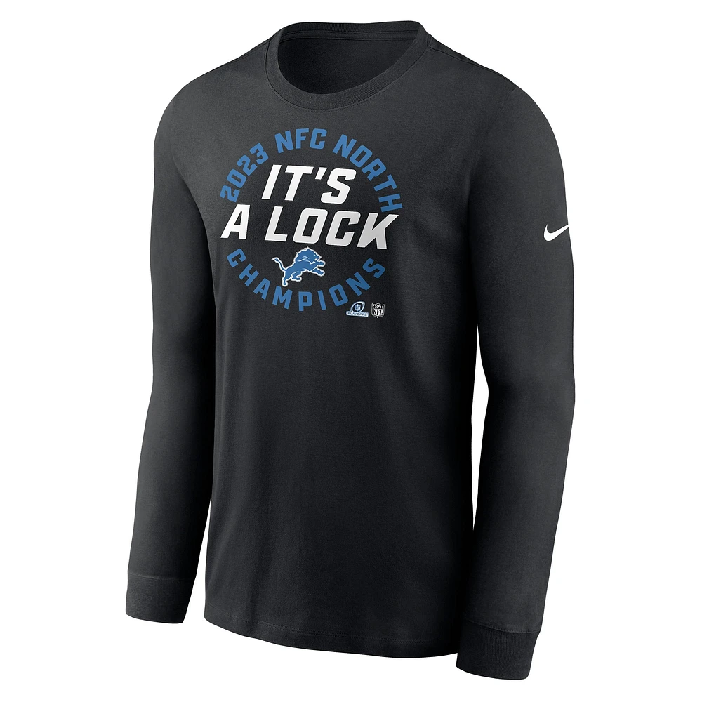 Men's Nike Black Detroit Lions 2023 NFC North Division Champions Locker Room Trophy Collection Long Sleeve T-Shirt