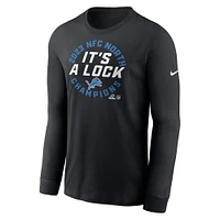 T-shirt à manches longues Nike noir Detroit Lions 2023 NFC Division Nord Champions Locker Room Trophy Collection