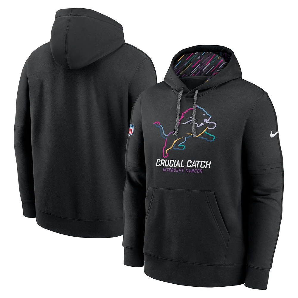Men's Nike Black Detroit Lions 2024 NFL Crucial Catch Club Pullover Hoodie