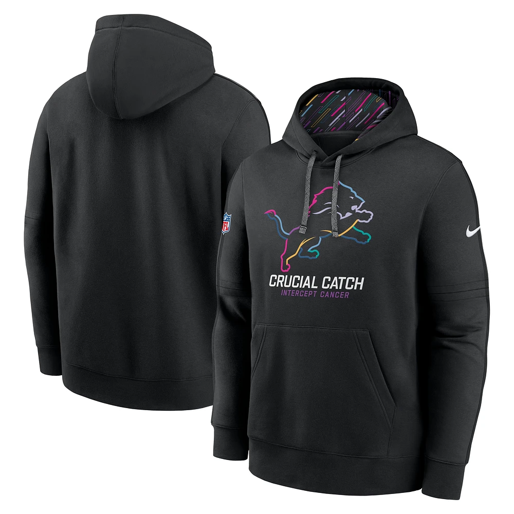 Men's Nike Black Detroit Lions 2024 NFL Crucial Catch Club Pullover Hoodie