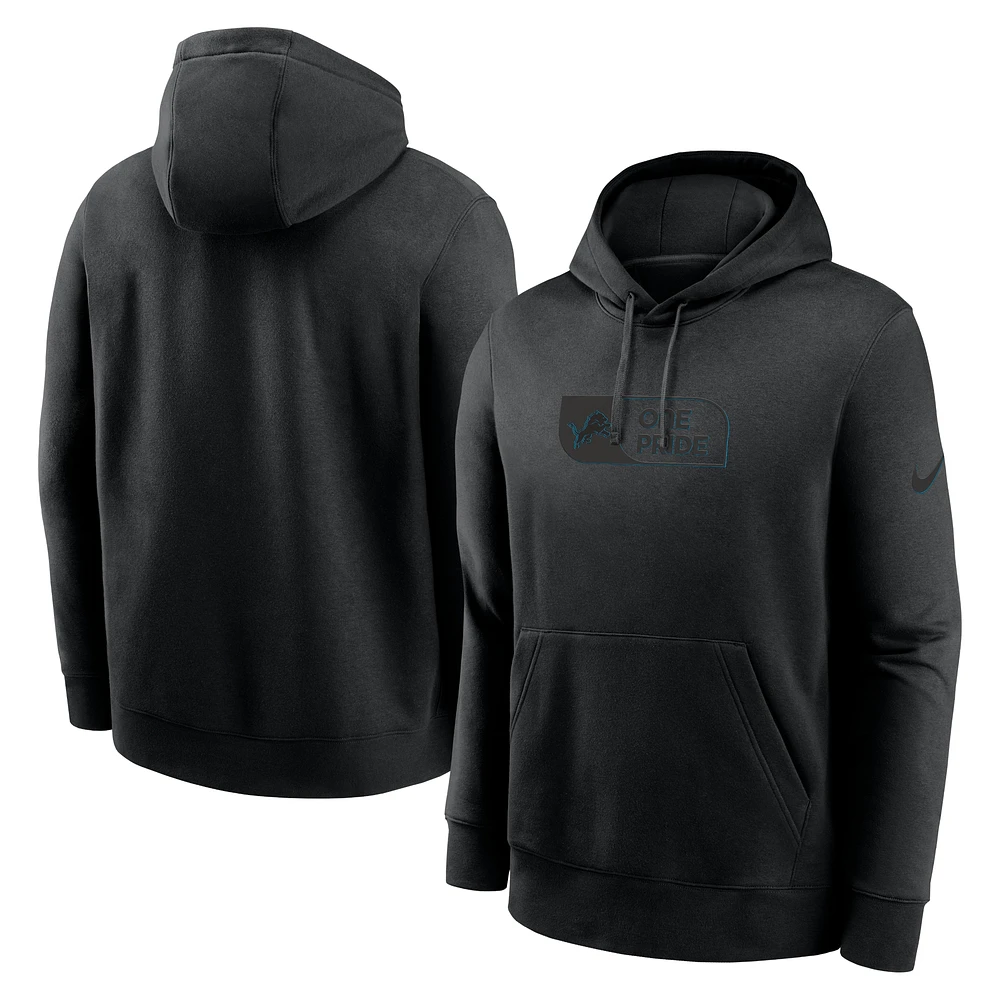 Men's Nike Black Detroit Lions Edge French Terry Club Pullover Hoodie