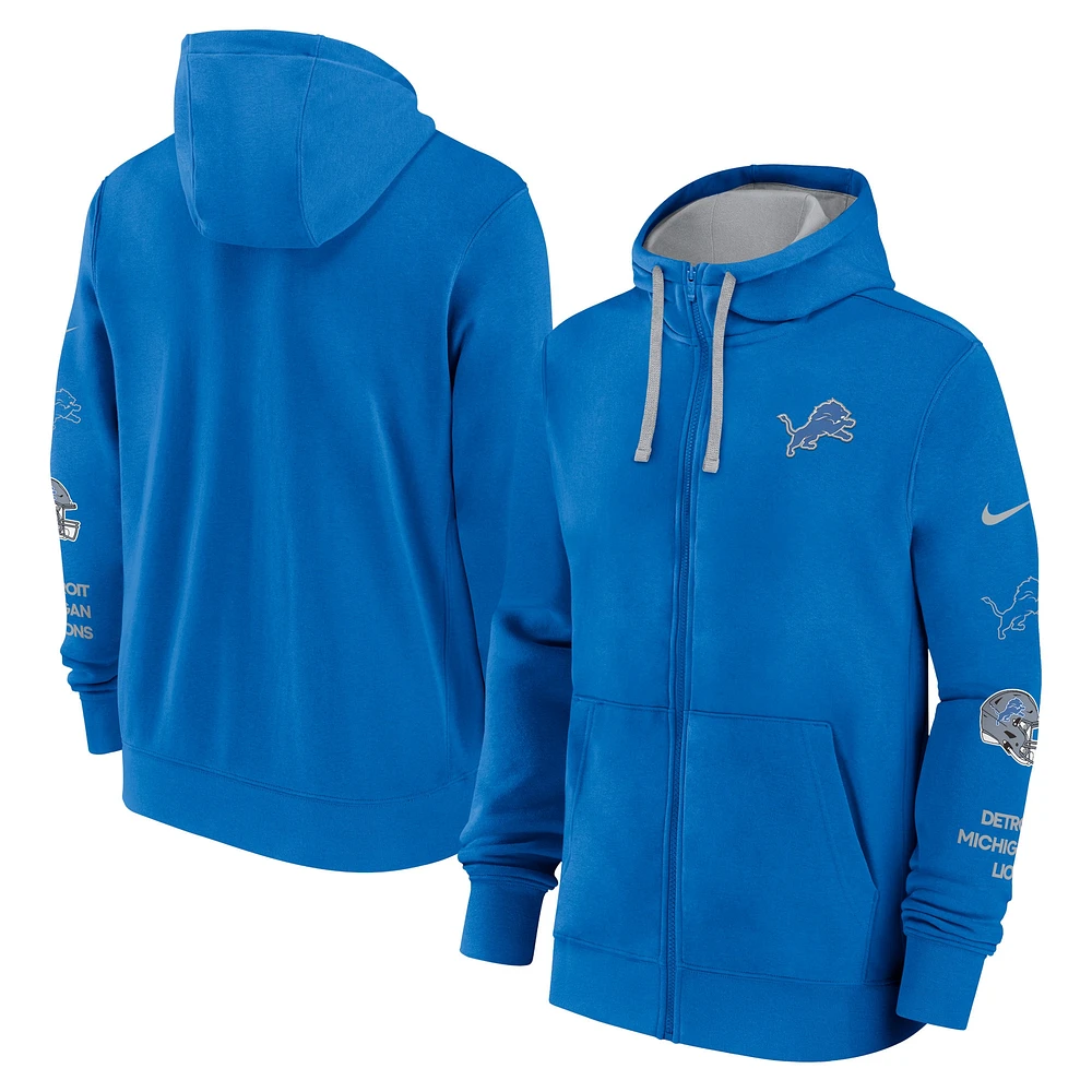 Men's Nike Blue Detroit Lions Club Full-Zip Hoodie Jacket