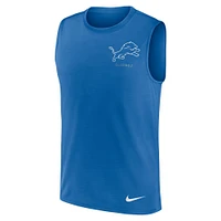 Men's Nike Blue Detroit Lions Large Logo Performance Muscle Tank Top