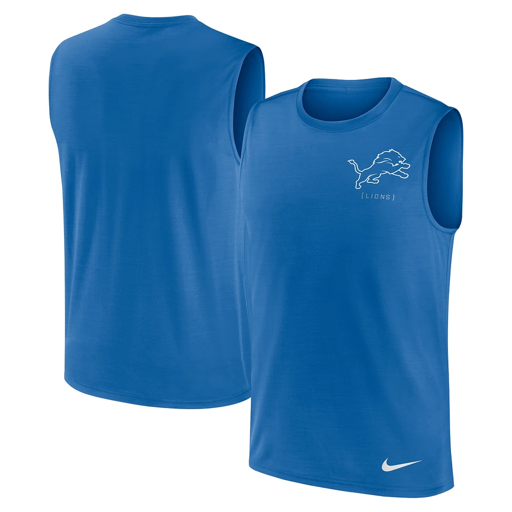 Men's Nike Blue Detroit Lions Large Logo Performance Muscle Tank Top