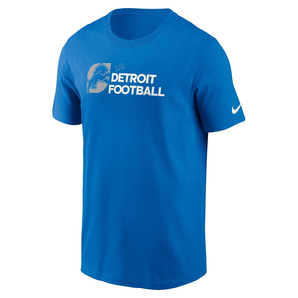 Men's Nike Blue Detroit Lions Outline T-Shirt