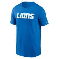 Men's Nike Blue Detroit Lions Primetime Wordmark Essential T-Shirt