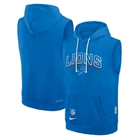 Men's Nike Blue Detroit Lions Sideline Performance Sleeveless Pullover Hoodie