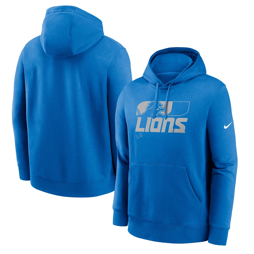 Sweat à capuche Nike Detroit Lions Team Reveal Club bleu pour homme