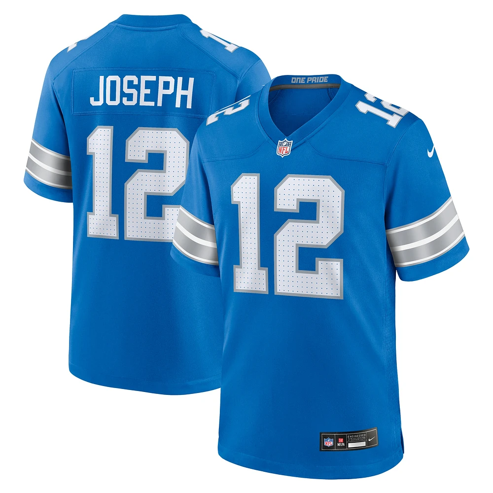 Maillot de match Nike bleu l'équipe des Lions Detroit Brandon Joseph pour homme