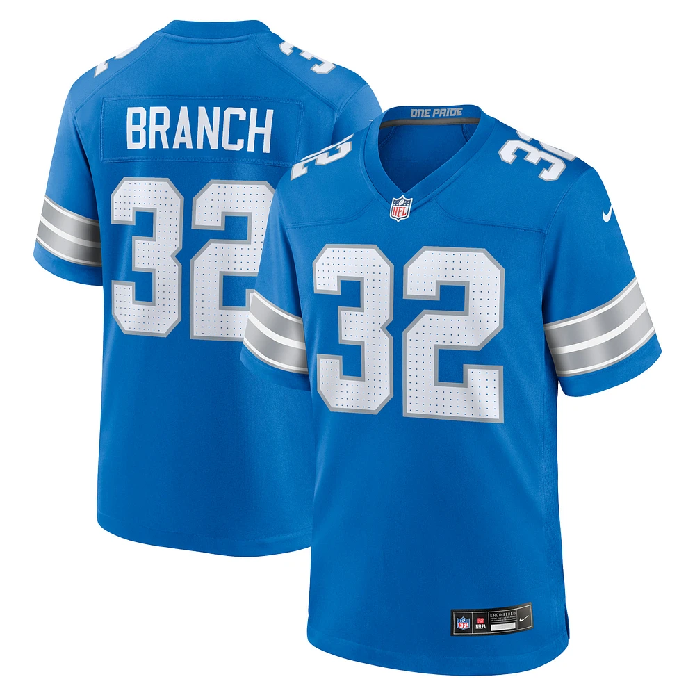 Maillot de match Nike Brian Branch des Detroit Lions pour homme, bleu, bleu