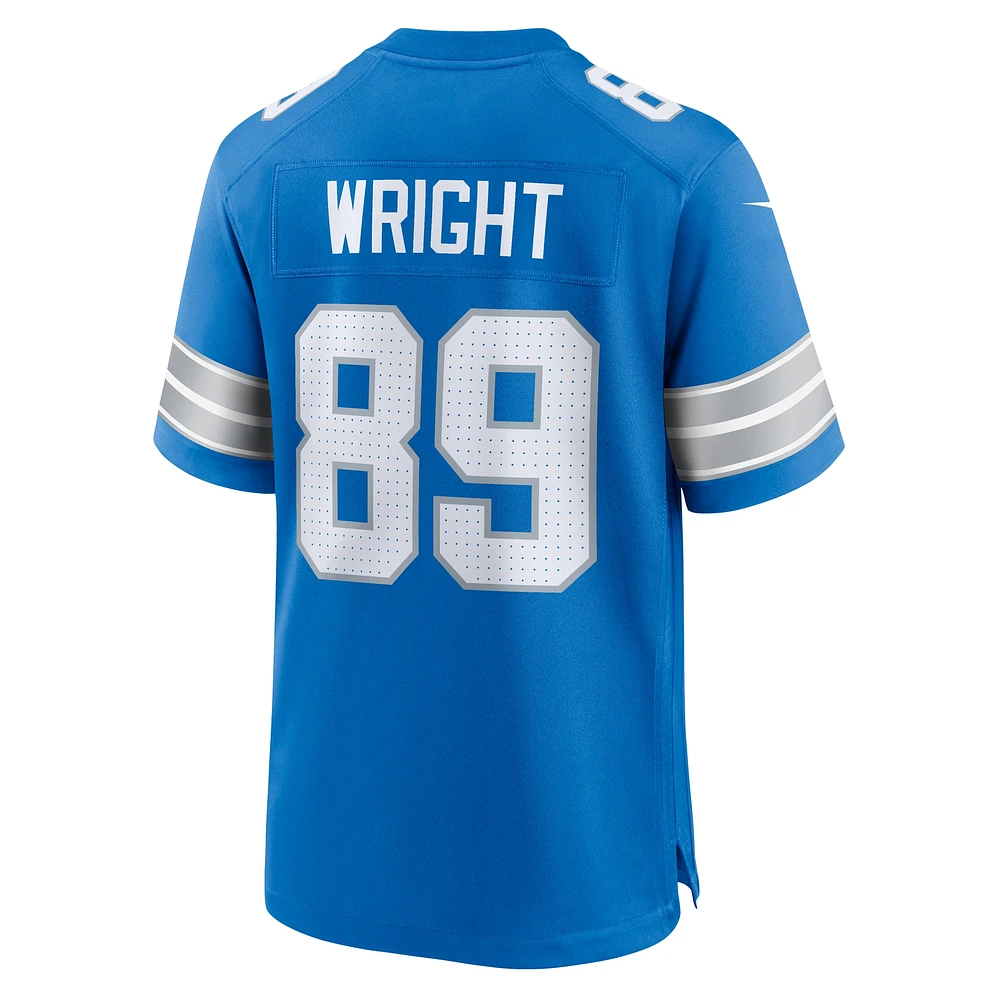 Maillot de match Nike Brock Wright bleu Detroit Lions pour homme