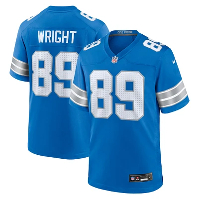 Maillot de match Nike Brock Wright bleu Detroit Lions pour homme