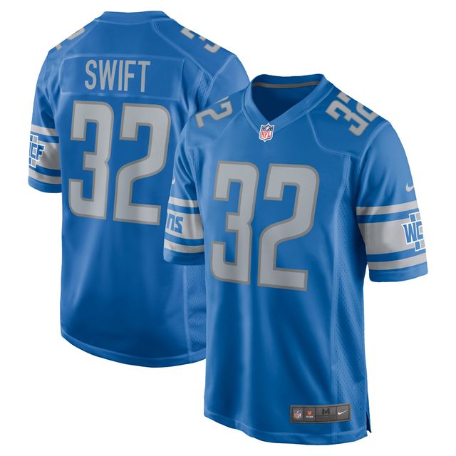 Maillot de match l'équipe Nike D'Andre Swift pour hommes, bleu, Detroit Lions