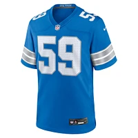 Men's Nike Giovanni Manu  Blue Detroit Lions Team Game Jersey