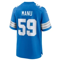 Men's Nike Giovanni Manu  Blue Detroit Lions Team Game Jersey