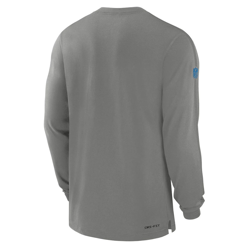 Men's Nike Gray Detroit Lions Sideline Player Performance Long Sleeve T-Shirt