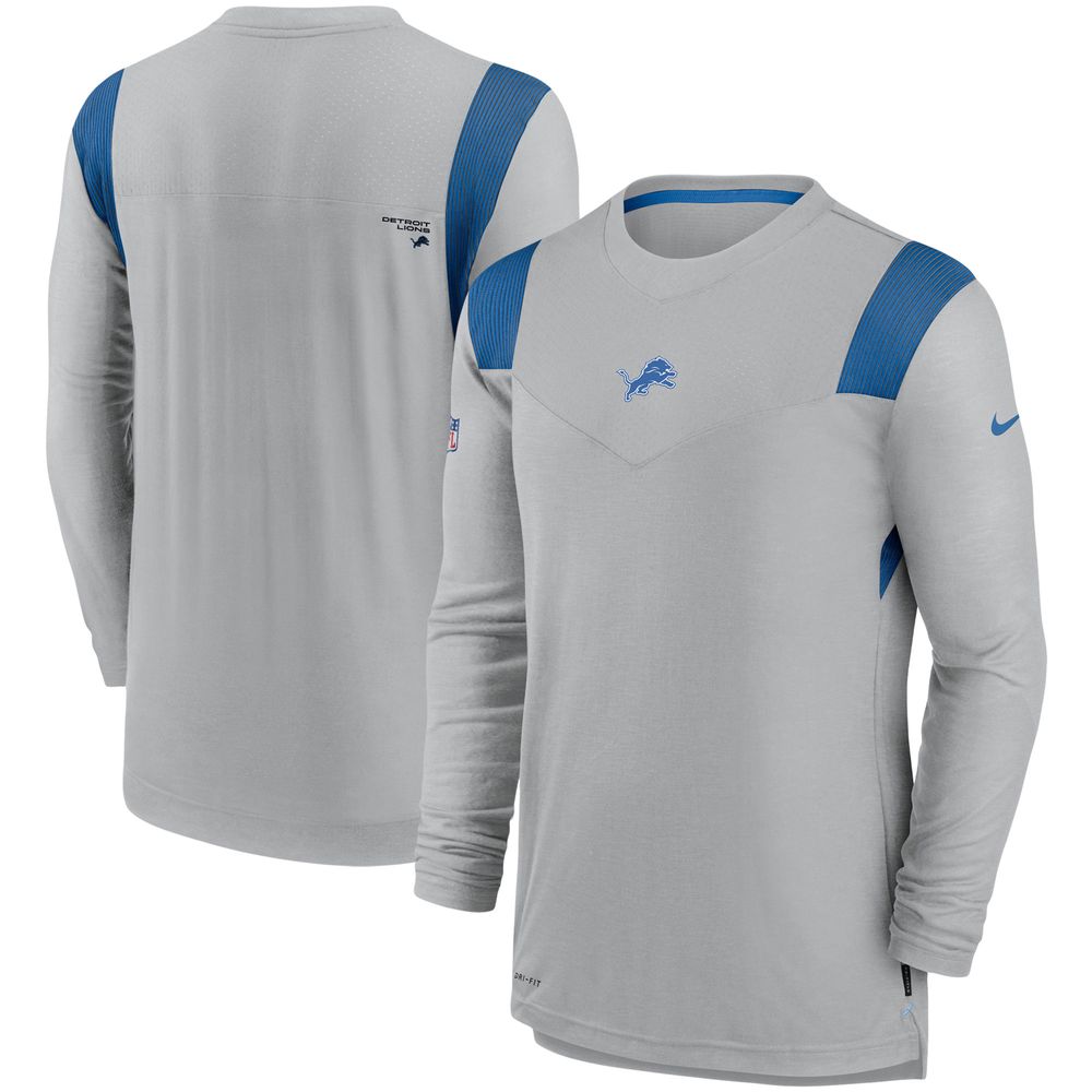 Nike Men's Nike Gray Detroit Lions Sideline Player UV Performance - Long  Sleeve T-Shirt