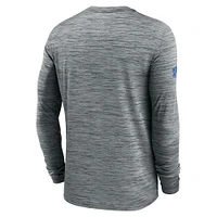 T-shirt Nike gris à manches longues pour homme Detroit Lions Sideline Velocity Performance