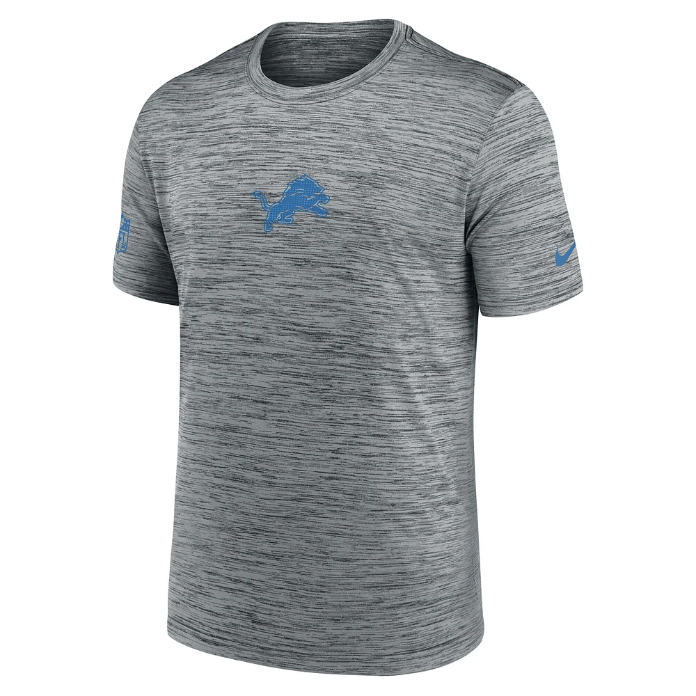 T-shirt Nike gris Detroit Lions Sideline Velocity Performance pour homme