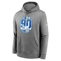 Sweat à capuche Nike gris chiné Detroit Lions 90e saison Club Fleece pour homme