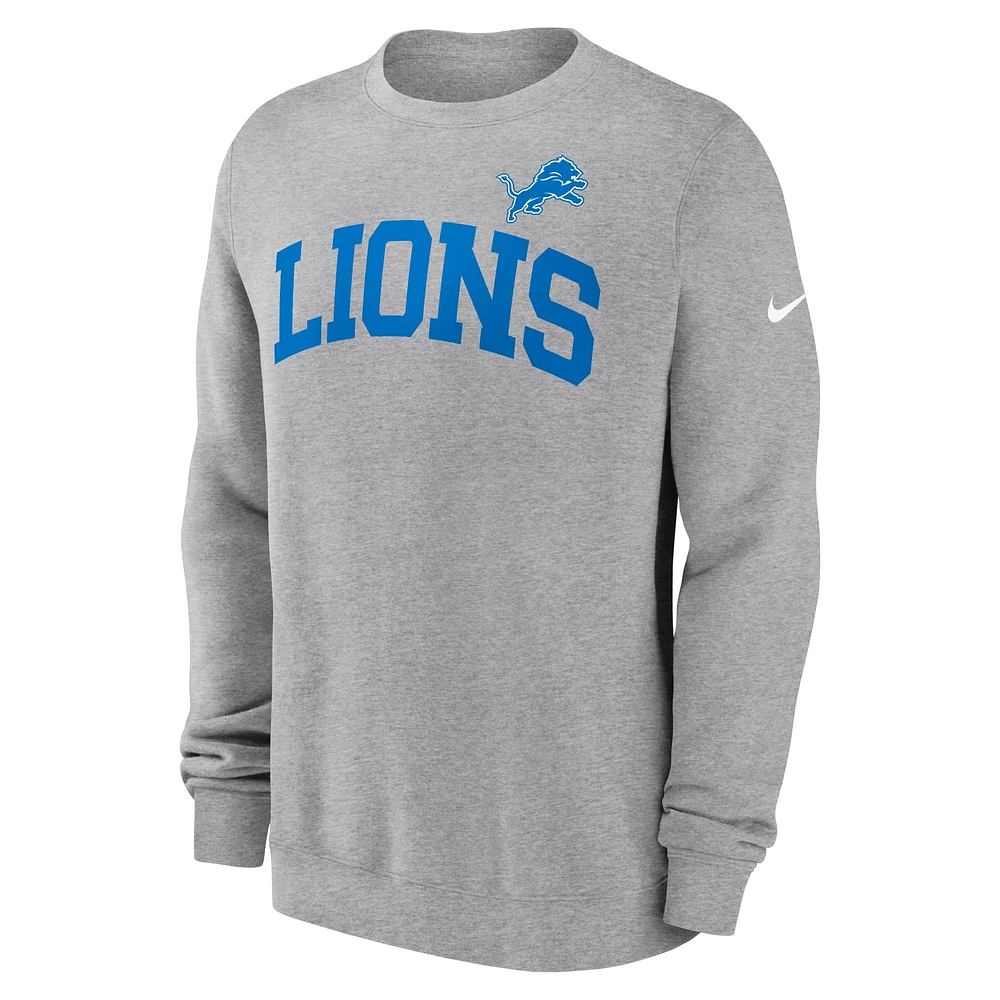 Sweat-shirt Nike gris chiné Detroit Lions Club pour hommes