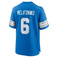 Maillot de match Nike Ifeatu Melifonwu bleu pour homme des Detroit Lions