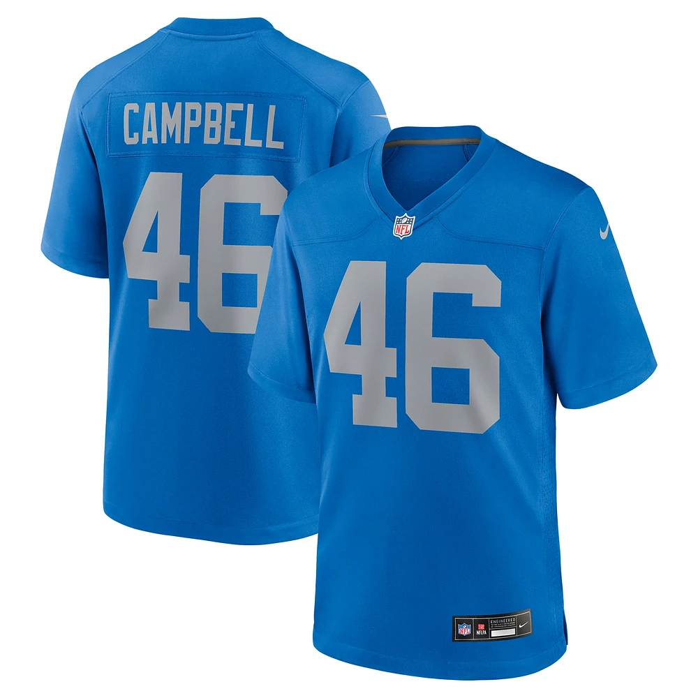 Maillot de match alternatif Nike Jack Campbell bleu des Lions Détroit pour homme