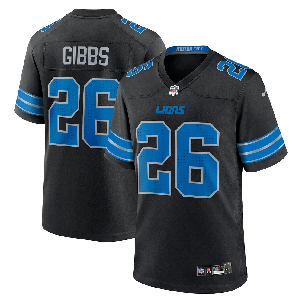 Maillot de match alternatif Nike Jahmyr Gibbs pour homme, noir, Detroit Lions