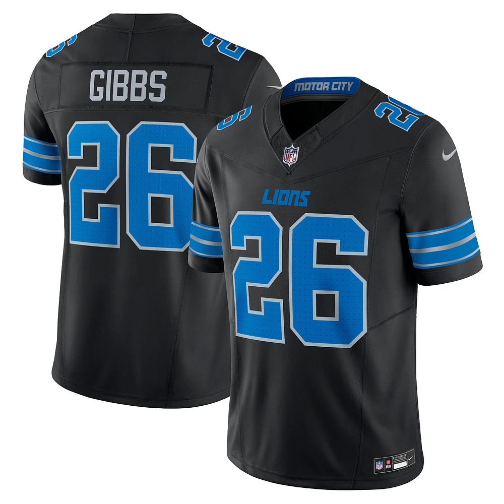 Nike Jahmyr Gibbs pour hommes Noir Detroit Lions 2nd Alternate Vapor F.U.S.E. Maillot limité