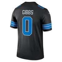 Maillot Nike Jahmyr Gibbs noir pour homme, légende alternative des Lions de Detroit