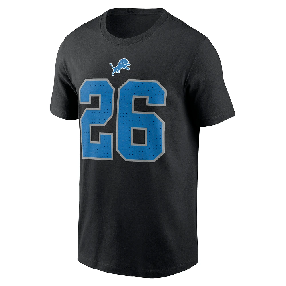 T-shirt avec nom et numéro Nike Jahmyr Gibbs pour hommes, noir, Detroit Lions