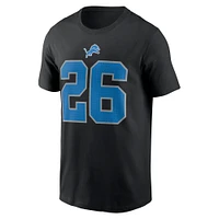 T-shirt avec nom et numéro Nike Jahmyr Gibbs pour hommes, noir, Detroit Lions