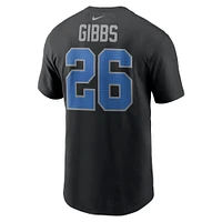 T-shirt avec nom et numéro Nike Jahmyr Gibbs pour hommes, noir, Detroit Lions