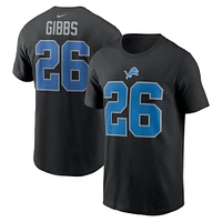 T-shirt avec nom et numéro Nike Jahmyr Gibbs pour hommes, noir, Detroit Lions