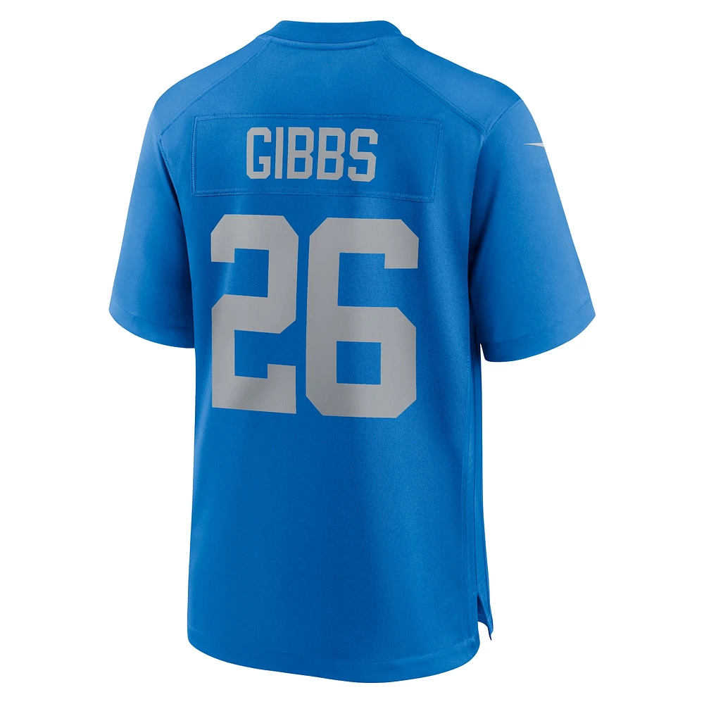 Maillot de match alternatif Nike Jahmyr Gibbs pour hommes, bleu, Detroit Lions