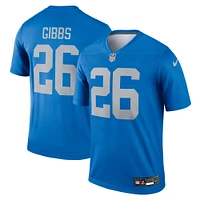 Maillot Nike Jahmyr Gibbs bleu pour homme, légende alternative des Lions de Detroit