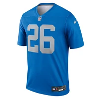 Maillot Nike Jahmyr Gibbs bleu pour homme, légende alternative des Lions de Detroit