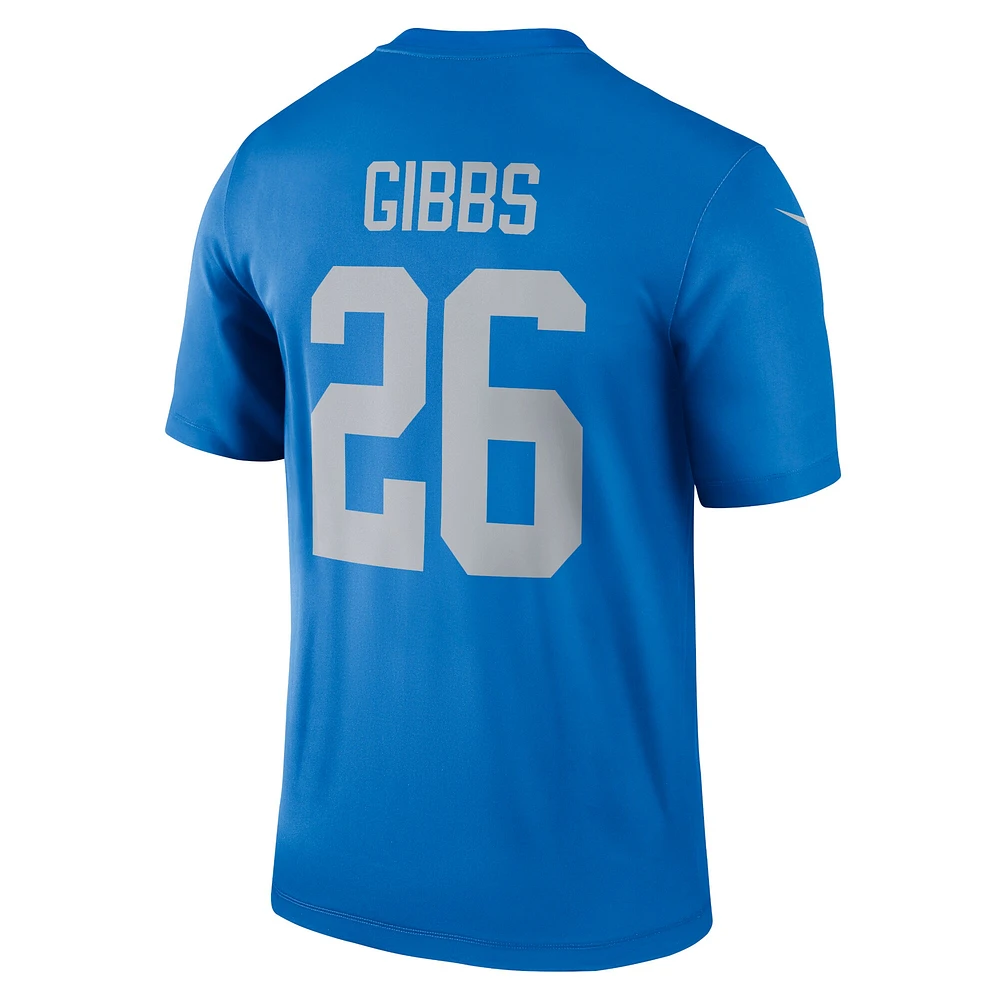 Maillot Nike Jahmyr Gibbs bleu pour homme, légende alternative des Lions de Detroit