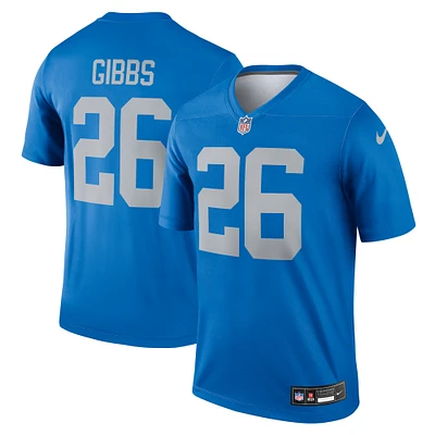 Maillot Nike Jahmyr Gibbs bleu pour homme, légende alternative des Lions de Detroit