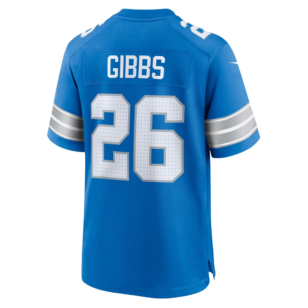 Maillot de match Nike Jahmyr Gibbs des Detroit Lions pour homme, bleu, bleu