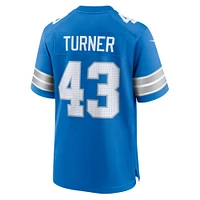 Men's Nike James Turner  Blue Detroit Lions Game Jersey