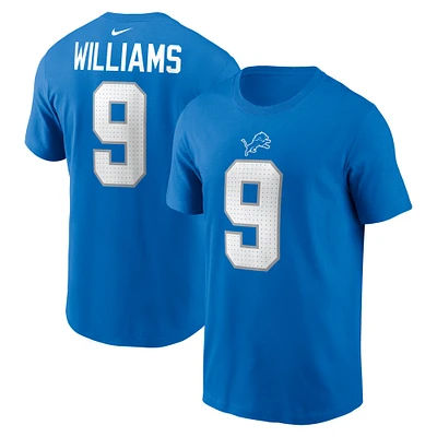 T-shirt Nike Jameson Williams bleu Detroit Lions avec nom et numéro pour homme