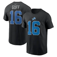 T-shirt avec nom et numéro Nike Jared Goff pour hommes, noir, Detroit Lions