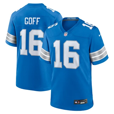 Maillot de match Nike Jared Goff des Detroit Lions bleu pour homme